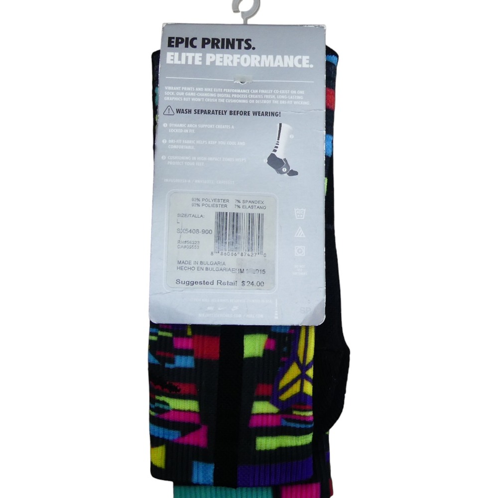 Nike Elite Digital Ink Basketball Socks Unisex Large Multi-Color NWT SX5408-900 - Picture 2 of 3